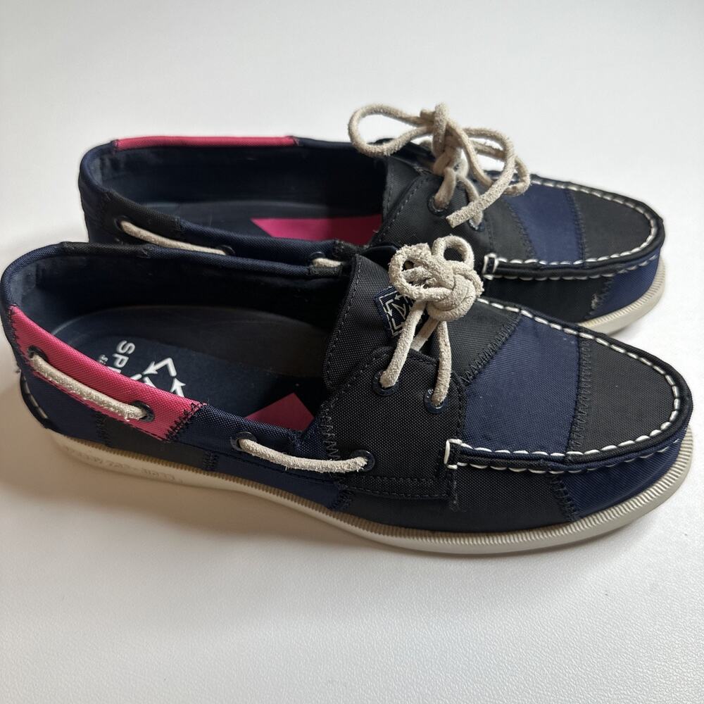 Sperry Green Pink Navy Authentic Original Bionic Boat Shoes Women's Size 7.5M - Picture 4 of 14